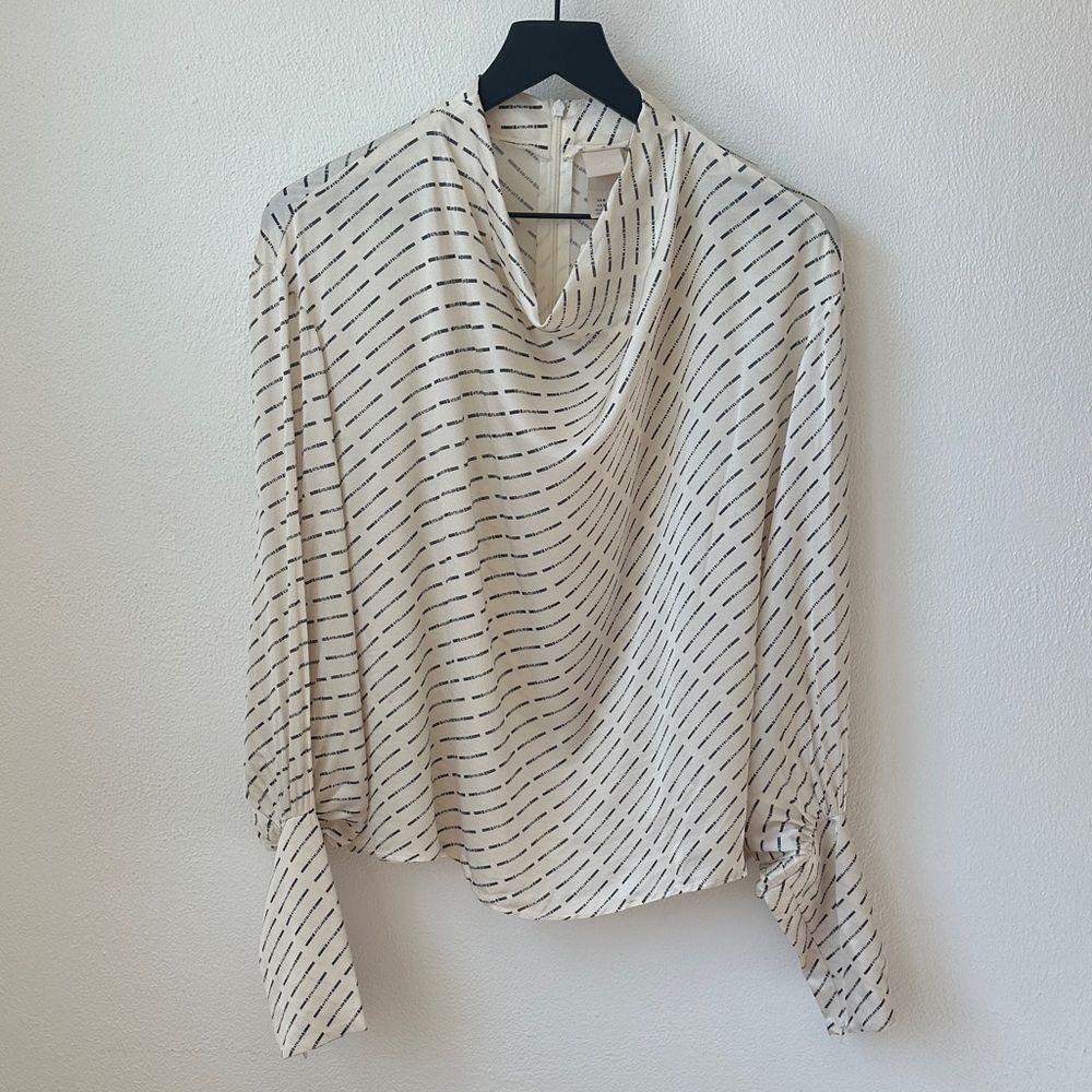 H&M Atelier Cream and Black Patterned Top